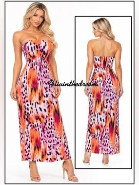 Venus. Instant Animal Print Strapless Dress SZ M